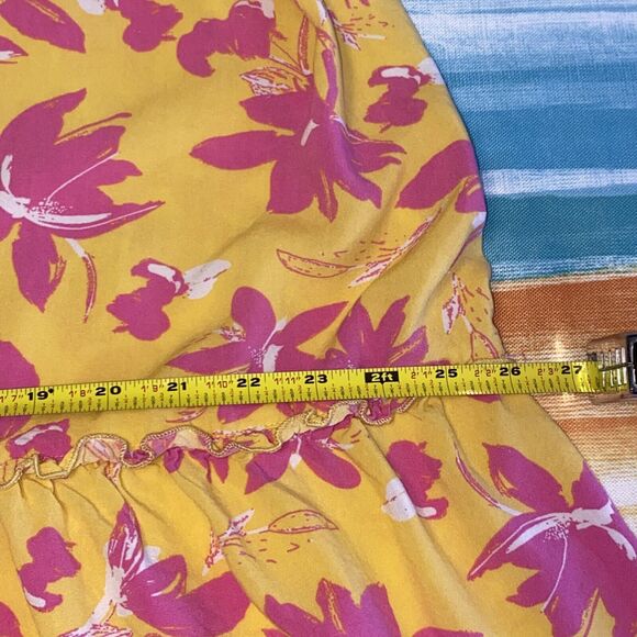 Jessica Simpson Maxi Dress Pink Yellow Floral Print, Sz Medium Summmer Party - Picture 12 of 12